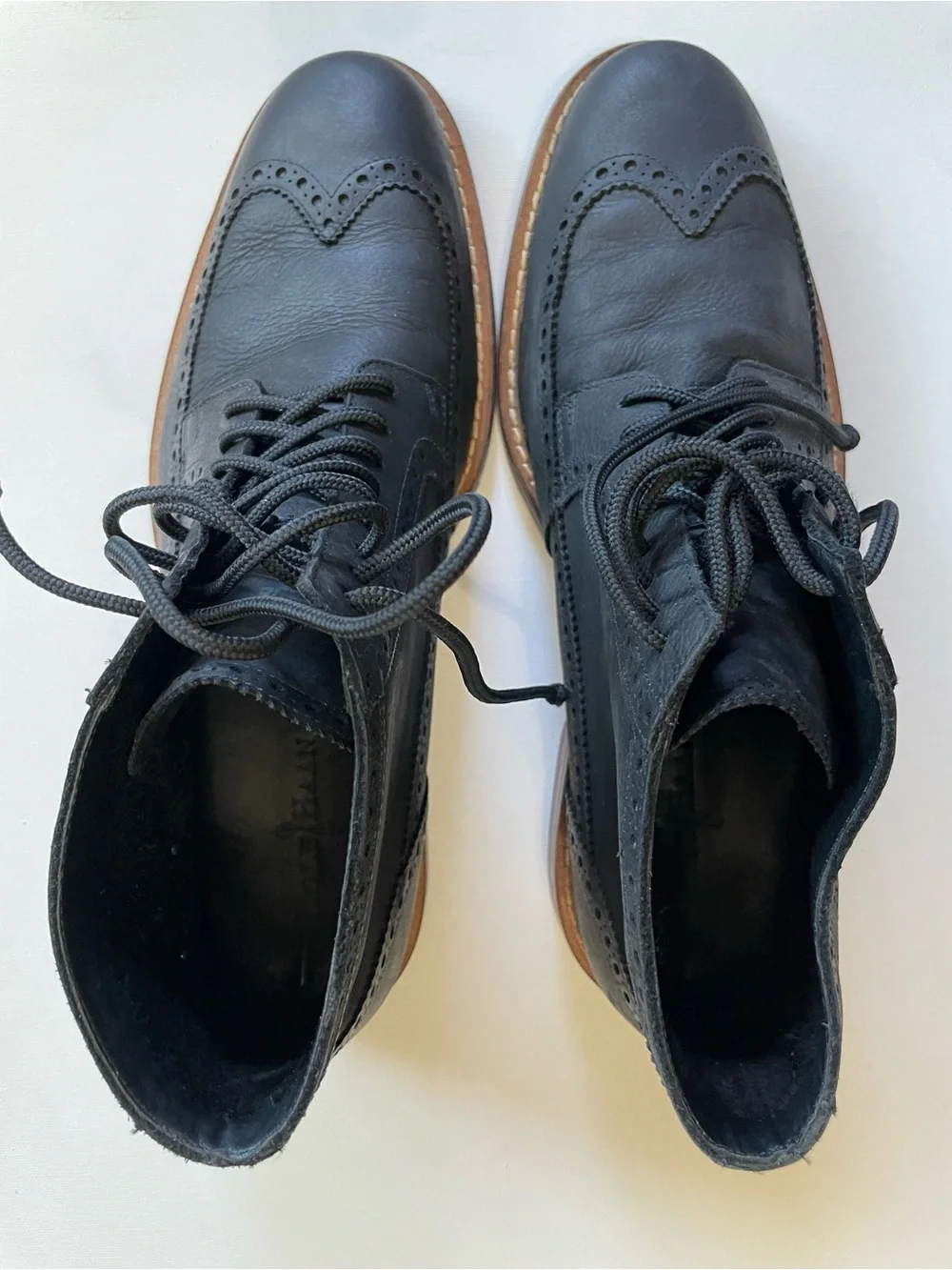Cole Haan Men's Jayhawk Black Leather Wingtip Lace-Up Boots